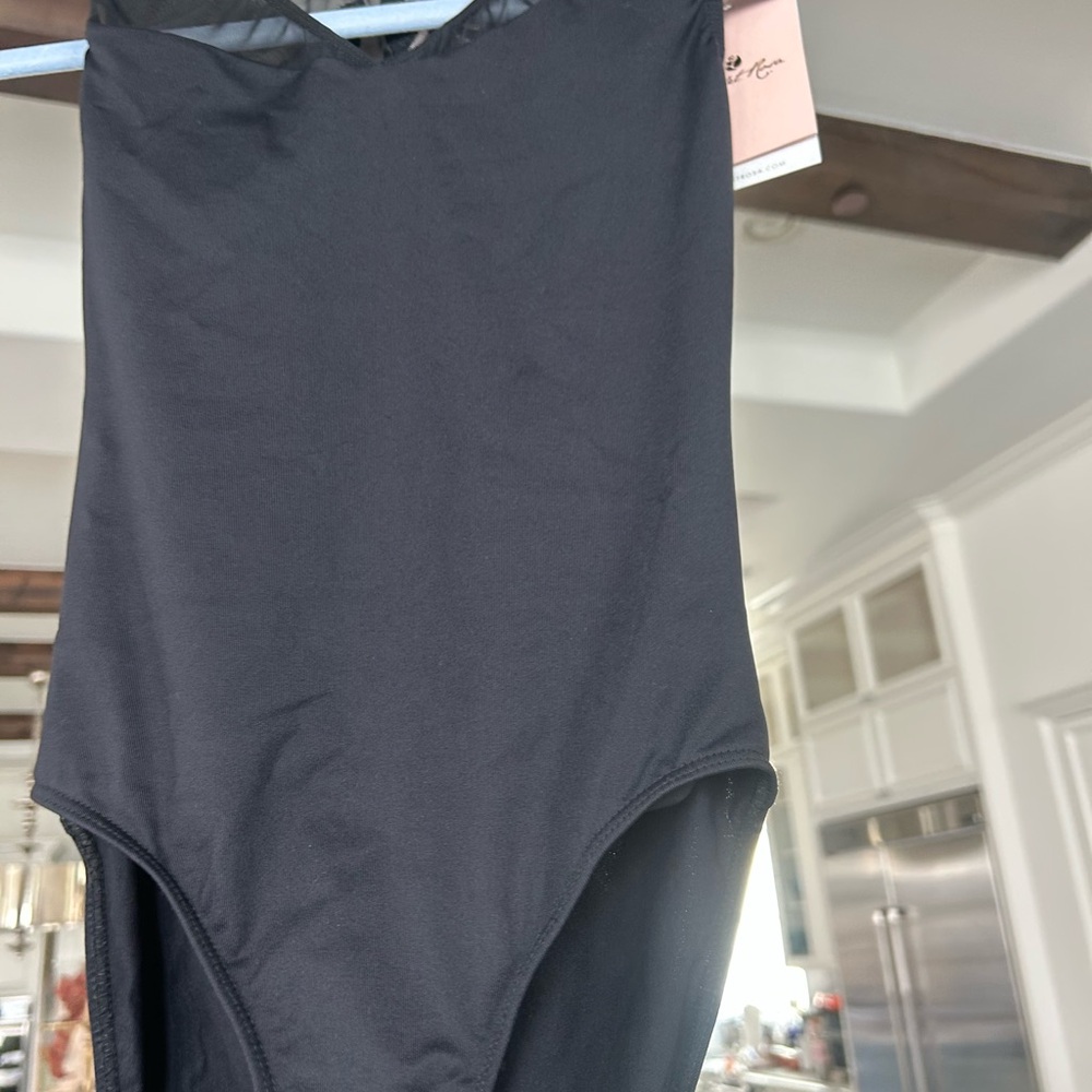 Crystals V-Front Full Black Leotard - Picture 3 of 6